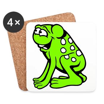 Frog Toad Laughing Funny Silly Cheeky Sitting Comic - Coasters (set of 4) - white - Front