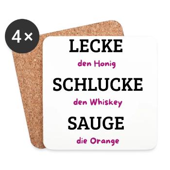 Wortkunst Honig Whiskey Orange - Untersetzer (4er-Set) - Weiß - Vorne