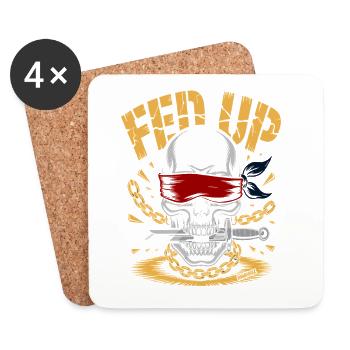 Blind skull with chain, muzzle full - Coasters (set of 4) - white - Front