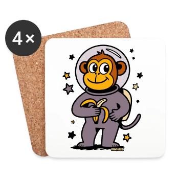 Raketen Affe Astronaut mit Banane - Untersetzer (4er-Set) - Weiß - Vorne