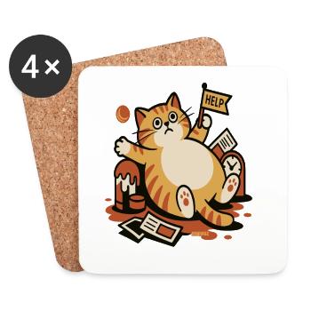 Cat in the cry for help chaos - Coasters (set of 4) - white - Front