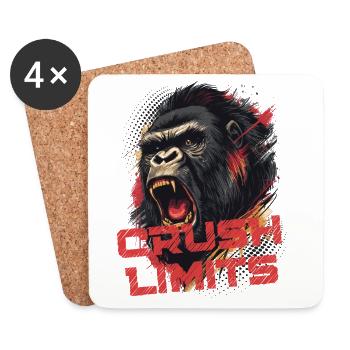 Crush Limits - Gorilla Motivation - Untersetzer (4er-Set) - Weiß - Vorne