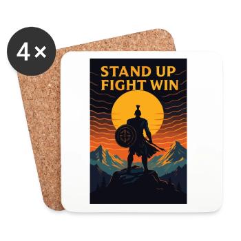 Debout Combat Gagner Guerrier - Dessous de verre (lot de 4) - blanc - Devant