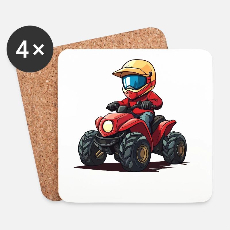 Quad Abenteuer Kindersport - Untersetzer (4er-Set) - Weiß