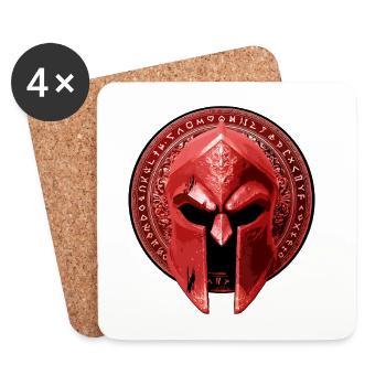 Spartaner Helm Gladiator Rot - Untersetzer (4er-Set) - Weiß - Vorne