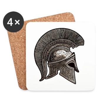 Casque Spartiate Symbole Mythologie - Dessous de verre (lot de 4) - blanc - Devant