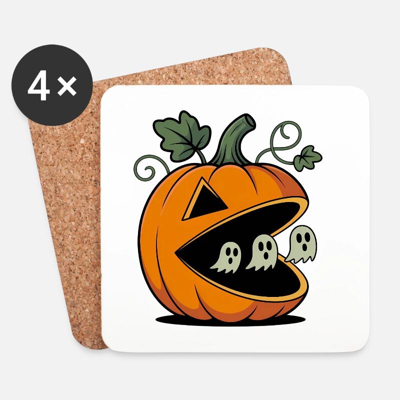 Halloween Pumpkin Gamer Artwork - Untersetzer (4er-Set) - Weiß