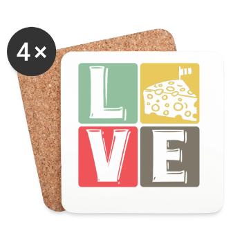 Carré Pop Art CheeseLove - Dessous de verre (lot de 4) - blanc - Devant