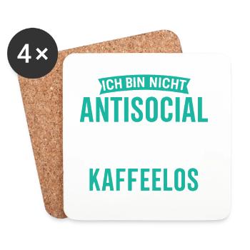 I'm not antisocial - I'm coffeeless - Coasters (set of 4) - white - Front