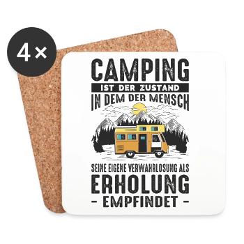 Witziger Camping & Camper Spruch - Untersetzer (4er-Set) - Weiß - Vorne