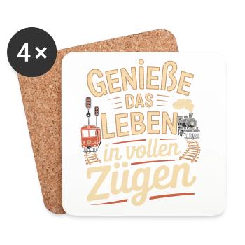 Railway Enjoy life to the fullest Railway - Coasters (set of 4) - white - Front