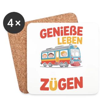 Railway Enjoy life to the fullest Railway - Coasters (set of 4) - white - Front