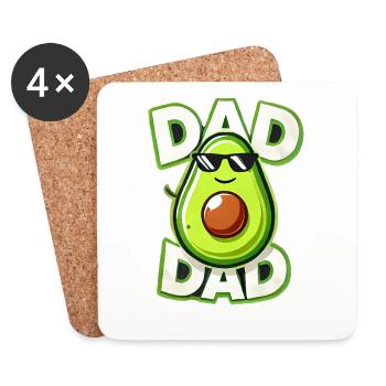 Papa avocat avec lunettes de soleil, pères - Dessous de verre (lot de 4) - blanc - Devant