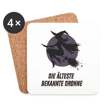 Le plus ancien drone connu – sorcière sur balai - Dessous de verre (lot de 4) - blanc - Devant