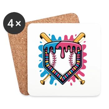 Baseball Home Plate Bats Color Splash - Coasters (set of 4) - white - Front