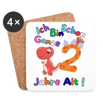 Design d’anniversaire – J’ai 2 ans - Dessous de verre (lot de 4) - blanc - Devant