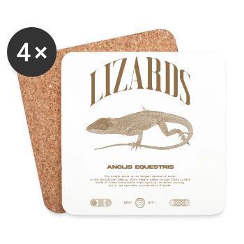 Cuban Knight Anole Reptile Keeper Lizard - Coasters (set of 4) - white - Front