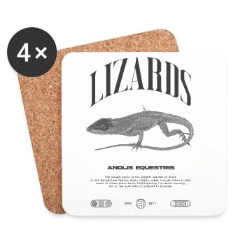 Cuban Knight Anole Reptile Keeper Lizard - Coasters (set of 4) - white - Front