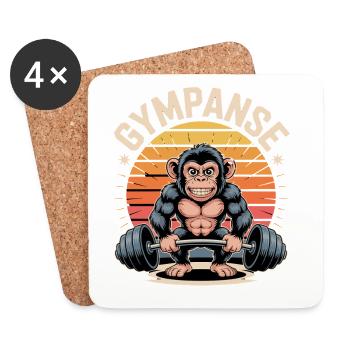 GYMPANSE Monkey Musculation Power Fitness Haltère - Dessous de verre (lot de 4) - blanc - Devant