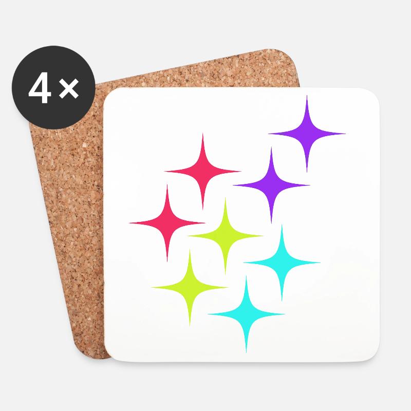 Colorful star sparkle pattern - Coasters (set of 4) - white