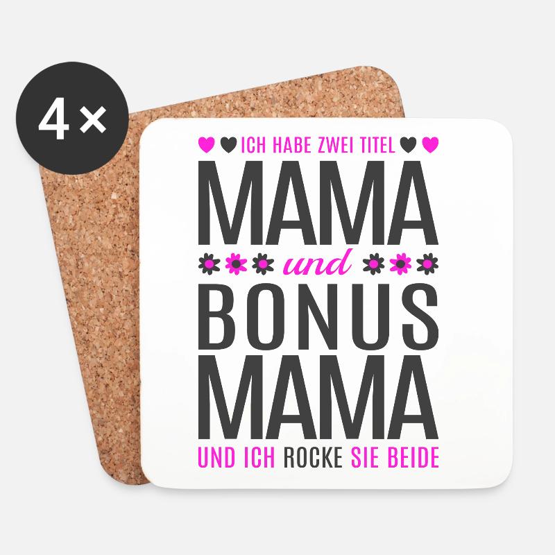 Mama Bonus Mama Stiefmutter Muttertag Geschenk - Untersetzer (4er-Set) - Weiß