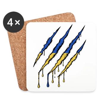 Ukraine Flag Claw - Scratch Mark - Coasters (set of 4) - white - Front
