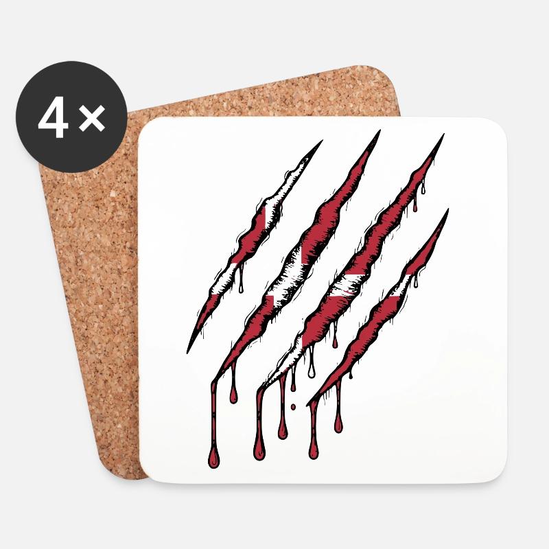 Dänemark Kralle Grunge Dannebrog Flagge Kratzer - Untersetzer (4er-Set) - Weiß