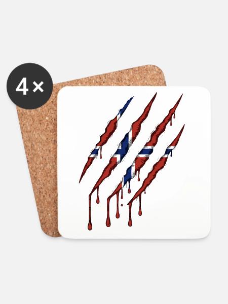 Norwegen Kralle Norge Flagge Kratzspur  - Untersetzer (4er-Set) - Weiß