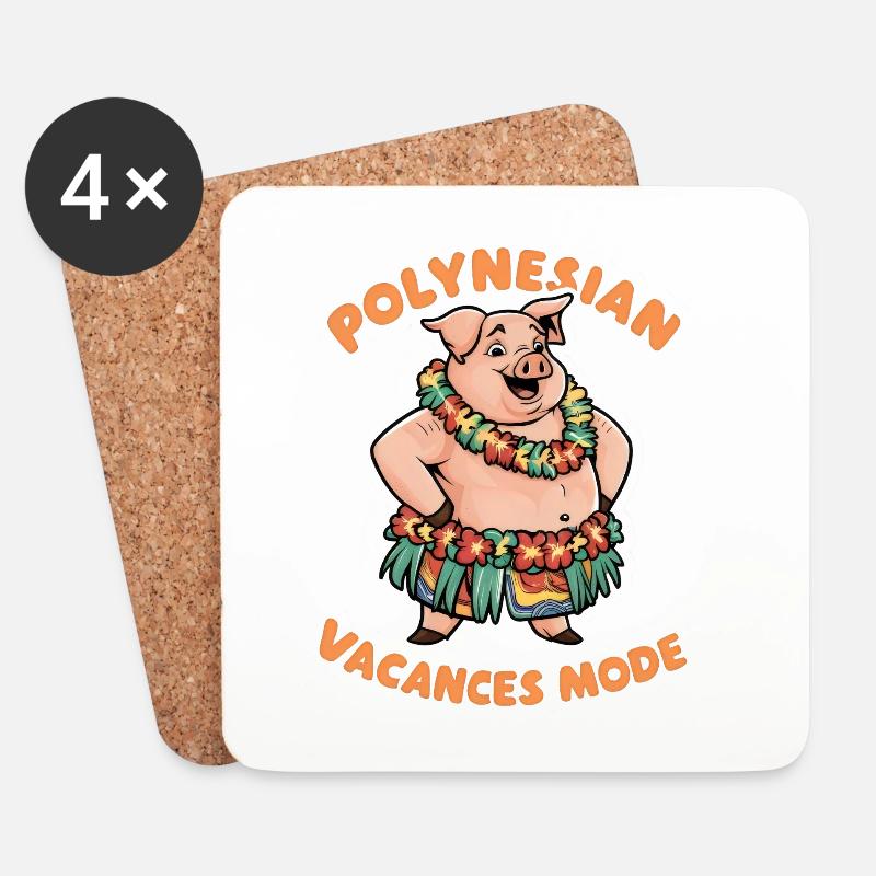 Polynesisch Urlaub Mode Exotisch Tropisch Stil - Untersetzer (4er-Set) - Weiß