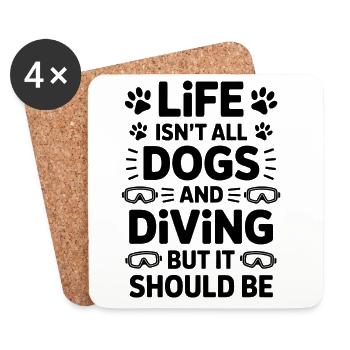 Plongée Dire Chiens Drôle Plongée Cadeau - Dessous de verre (lot de 4) - blanc - Devant