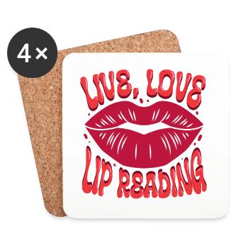 Deaf Deaf Hearing Impairment Lip Reading - Coasters (set of 4) - white - Front