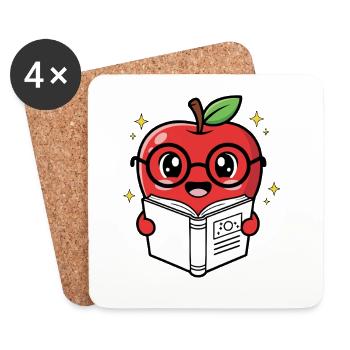 Fruit Cartoon Learning and Reading - Coasters (set of 4) - white - Front