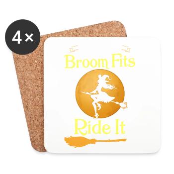 Si le balai convient à la chemise d’Halloween Ride It Witch - Dessous de verre (lot de 4) - blanc - Devant
