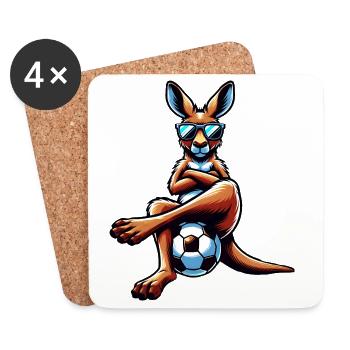 Kangourou cool avec lunettes de soleil et ballon de football - Dessous de verre (lot de 4) - blanc - Devant