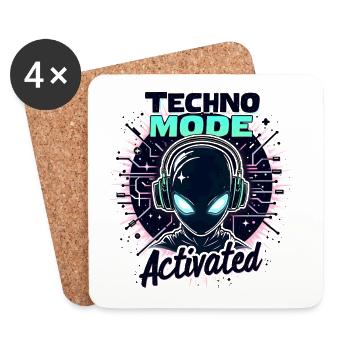 Techno Mode Activated – Rave Musik - Untersetzer (4er-Set) - Weiß - Vorne