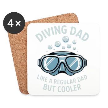 Plongée Dire Papa Drôle Cadeau de Plongée - Dessous de verre (lot de 4) - blanc - Devant