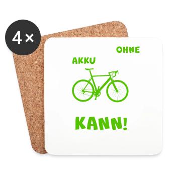 Gravel Bike Rennrad OHNE MOTOR Spruch Anti E-Bike - Untersetzer (4er-Set) - Weiß - Vorne