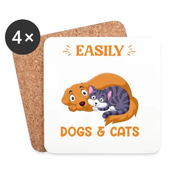 Dogs & Cats – Kuschelfreunde fürs Herz - Untersetzer (4er-Set) - Weiß - Vorne