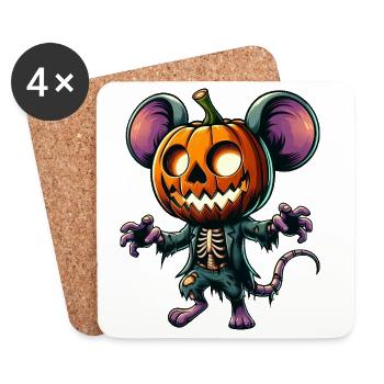 Cute Halloween Pumpkin Mouse Rat Cartoon Hat - Coasters (set of 4) - white - Front
