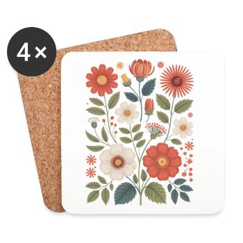 Botanique Diversité Fleur Jardin Prairie Nature - Dessous de verre (lot de 4) - blanc - Devant