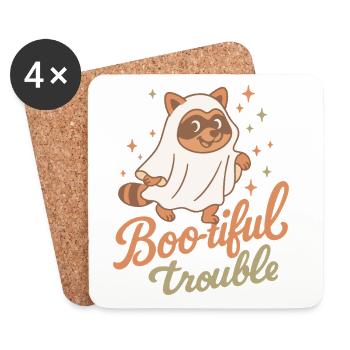Boo-tiful Trouble Halloween Party Fun raton laveur - Dessous de verre (lot de 4) - blanc - Devant