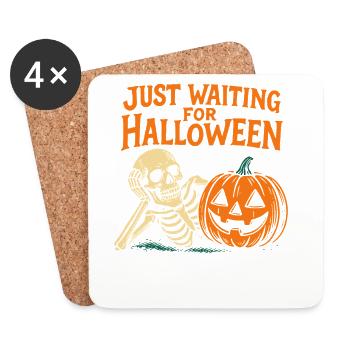 Juste En Attendant Squelette Citrouille Fun - Dessous de verre (lot de 4) - blanc - Devant