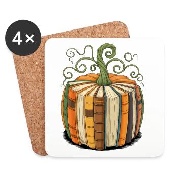 Book Pumpkin for Bookworms Pumpkin Books - Coasters (set of 4) - white - Front