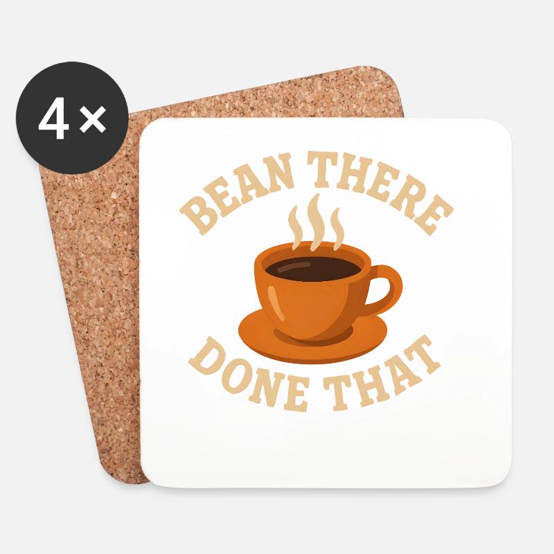 Coffee Humor – Bean There, Done That - Dessous de verre (lot de 4) - blanc