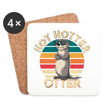  Hot Hotter Otter Lustiger Otter Spruch Retro - Untersetzer (4er-Set) - Weiß - Vorne