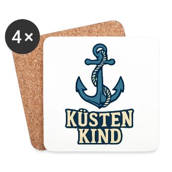 Coastal Child Anchor Motif - Coasters (set of 4) - white - Front
