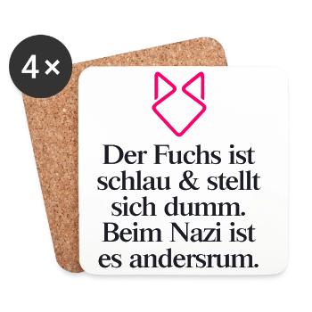 Gegen Rechts - Untersetzer (4er-Set) - Weiß - Vorne