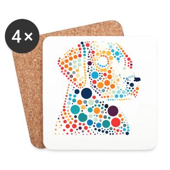Spotty shirt Vibrant Dot Skull Portrait - Coasters (set of 4) - white - Front