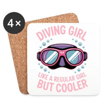 Plongée Dire Fille Drôle Plongée Cadeau - Dessous de verre (lot de 4) - blanc - Devant