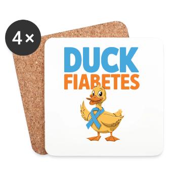 Duck Fiabetes Duck Diabetes Awareness Blue Ribbon - Coasters (set of 4) - white - Front